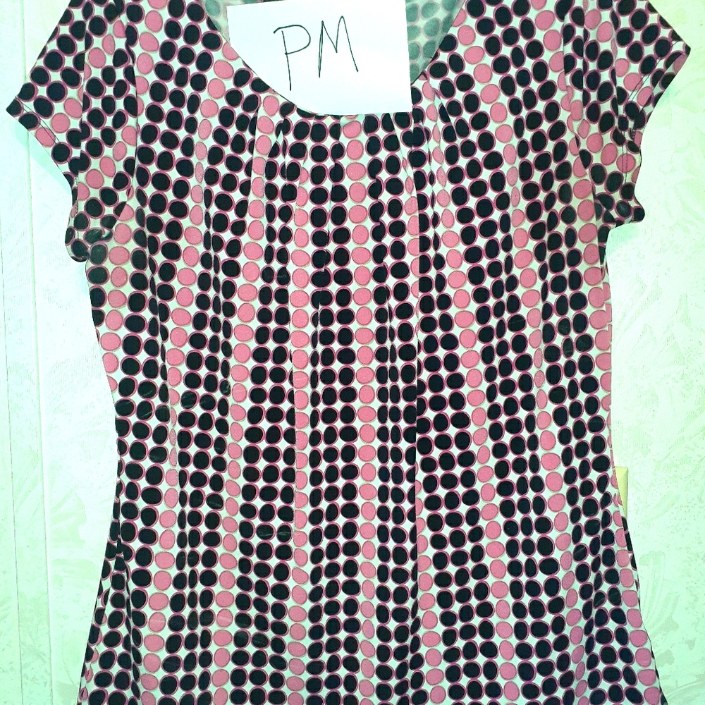 Pink and Black Polka Dot Blouse